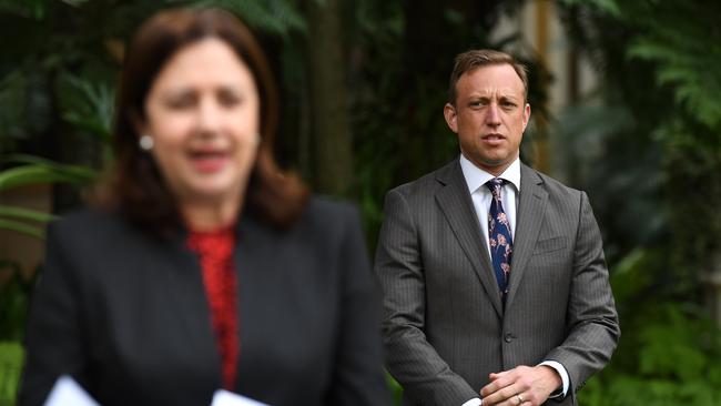 Queensland Premier Annastacia Palaszczuk and newly announced Deputy Premier and Health Minister Steven Miles today. Picture: AAP