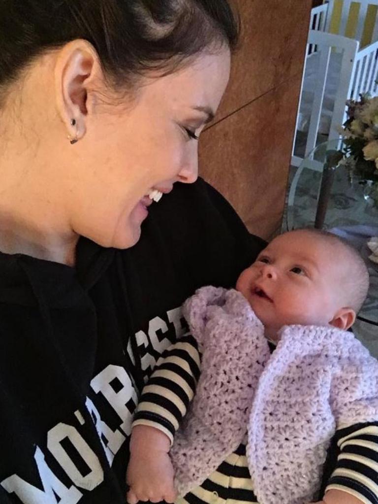 Liv Tyler, "Ohhh my sweet baby girl is smiling with me. 7 weeks let the fun begin!!! she likes Australia, yay!!!! And the little sweet sweater grandma Gardner made for her to keep her warm on our adventures." Picture: Instagram