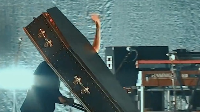 Rock legend shocks with bizarre on-stage act
