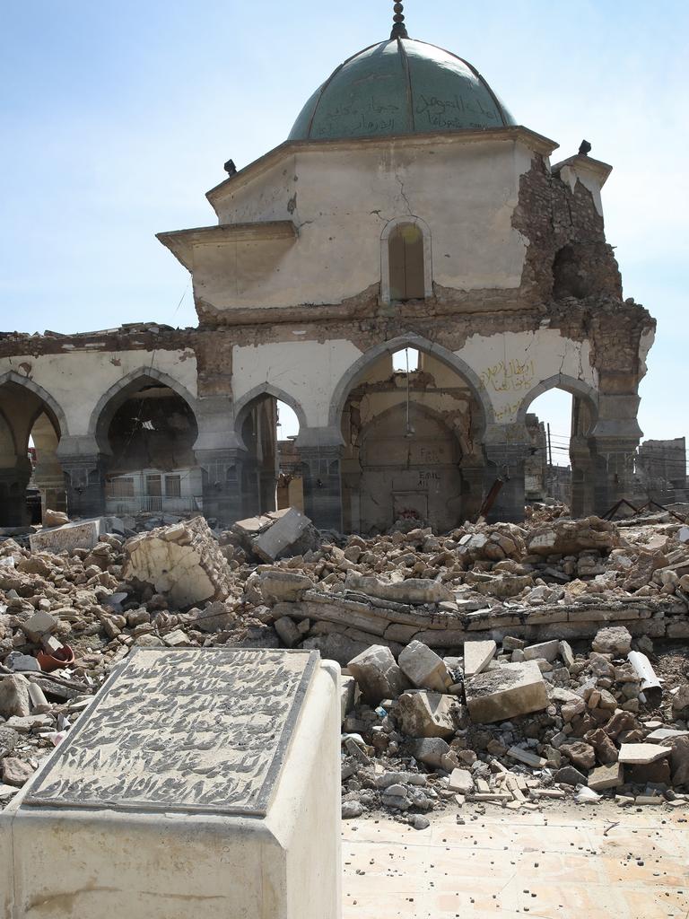 The destroyed al-Nuri Mosque in Mosul Old City. Picture: Ella Pellegrini