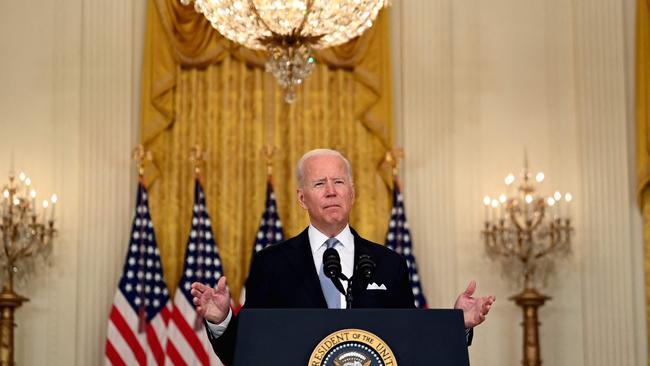 US President Joe Biden delivers remarks about the situation in Afghanistan in the East Room of the White House. Picture: AFP.