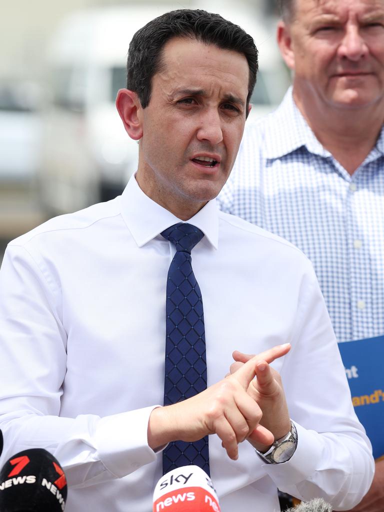 Leader of the Opposition David Crisafulli during a media conference in Bundaberg on Tuesday. Picture: Liam Kidston.