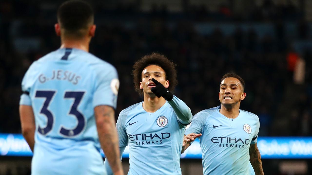 Leroy Sane inspired Manchester City to a 2-0 victory over Cardiff.