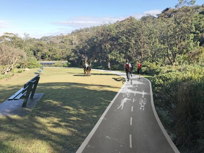 An artist's impression of the proposed cycleway from Newport to Avalon, the Eric Green Reserve portion.