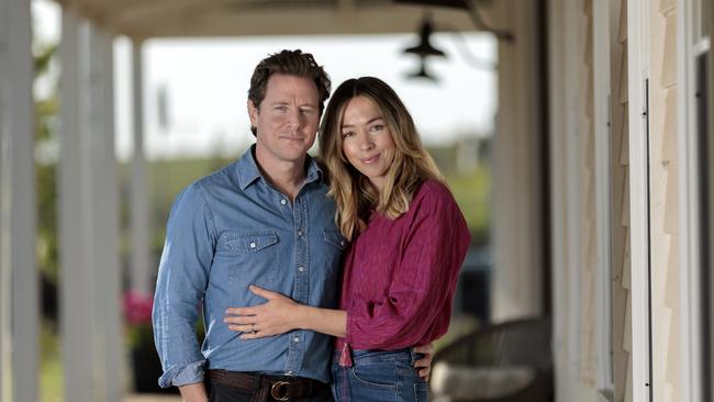 Scott Pape and wife Liz on their property in Victoria. Picture: David Geraghty,