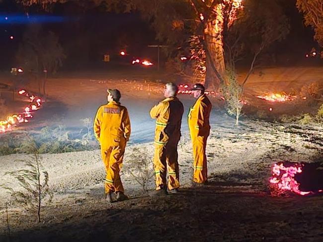 Firefighters on the scene at the Little Desert National Park fire on Monday night. Picture: Supplied