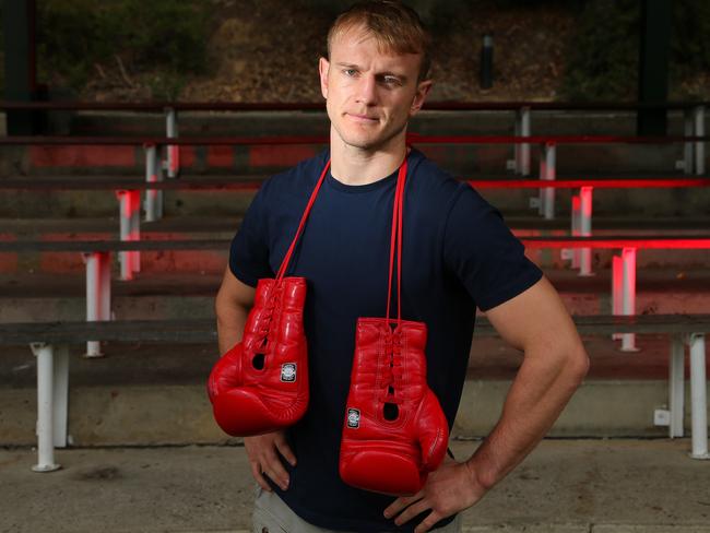 Boxer Zac Dunn at his former school, St Kevin's College, on Thursday, April 21, 2016, in Toorak, Victoria, Australia. Picture: Hamish Blair