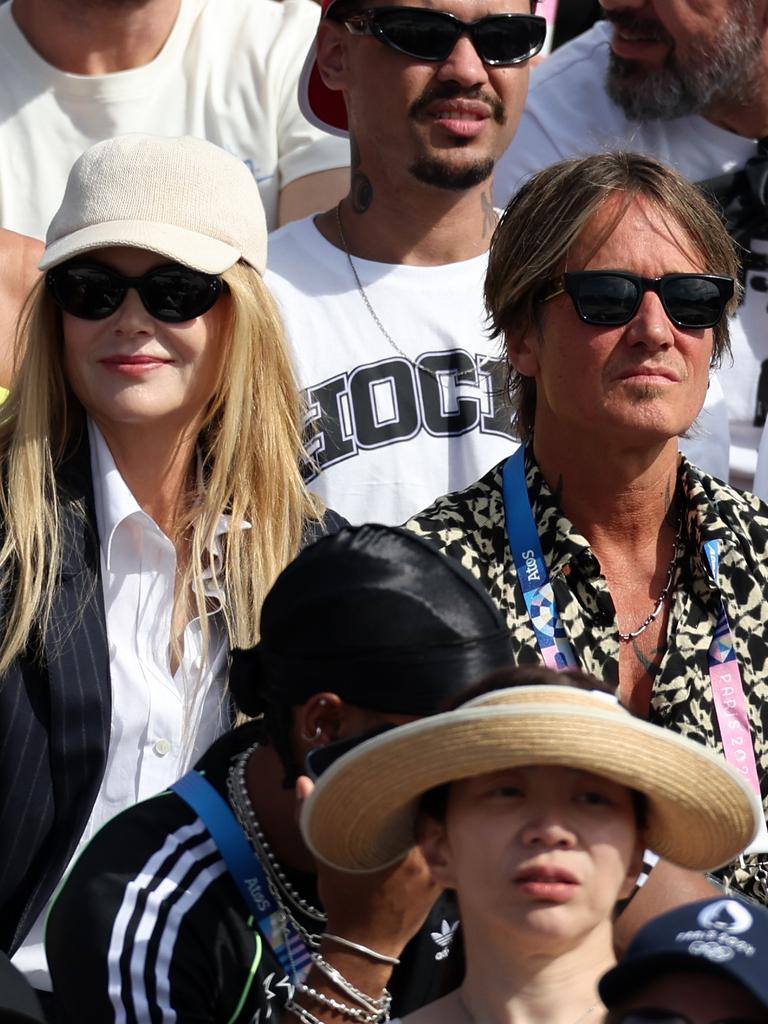 Taking in the women’s skating with hubby Keith. Picture: Pascal Le Segretain/Getty