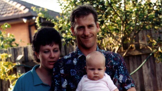 Baby Sarah with parents Kathleen and Craig Folbigg. She died at 10 months old in 1993.