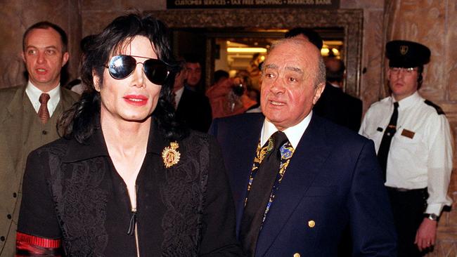 Michael Jackson is shown around Harrods department store by Mohammed Al Fayed in 1999. Picture: AP