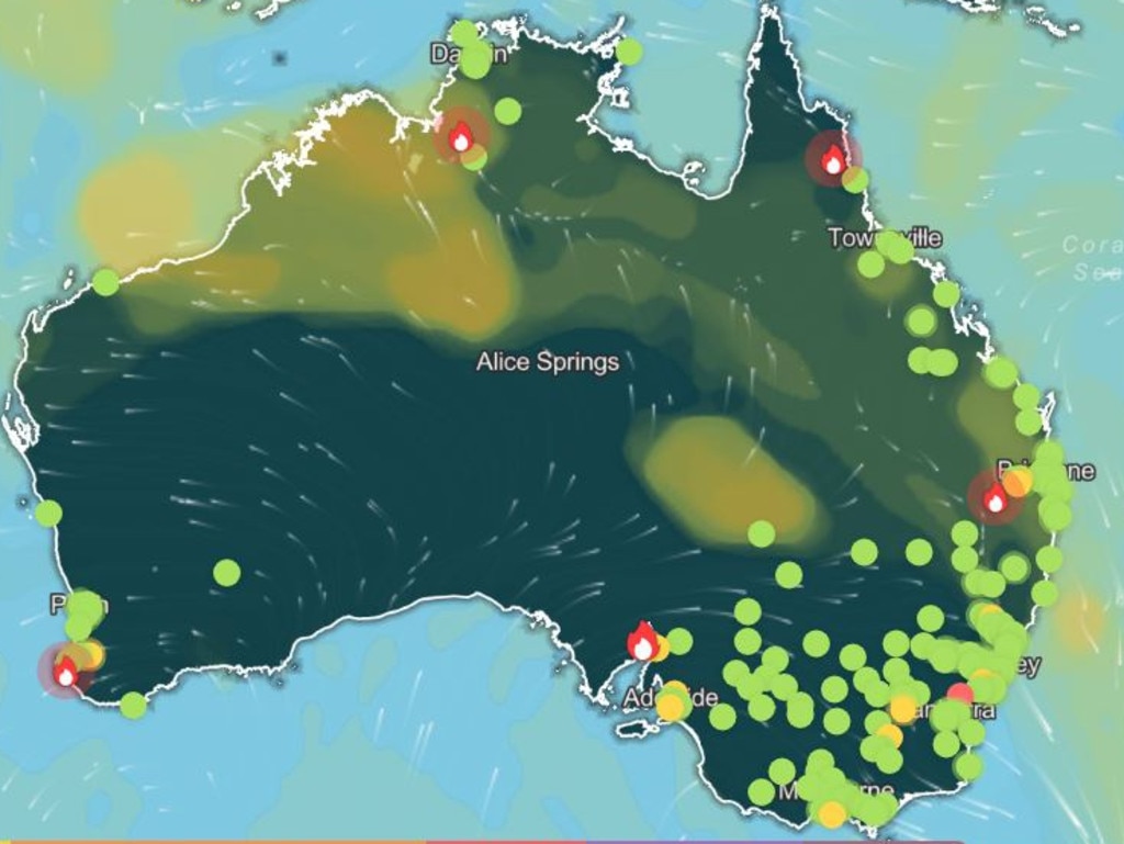 Air quality has dropped across much of Sydney on Tuesday morning. Picture: IQ Air