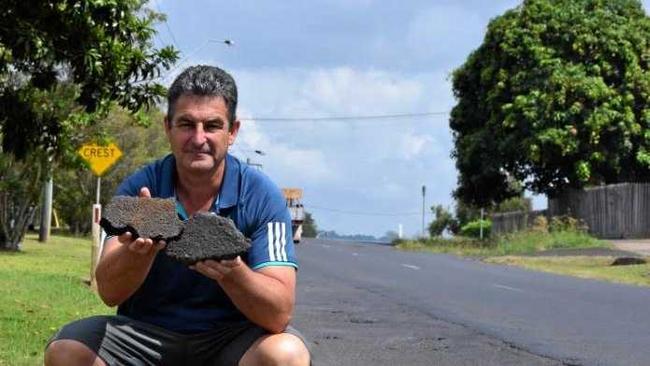 UNSATISFACTORY: Wyrallah Rd resident, Mark Thompson is calling on Lismore City Council to fix a deteriorated stretch of the street. Picture: Claudia Jambor