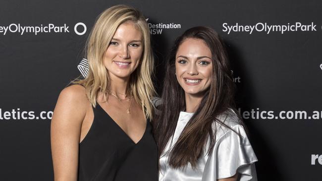 High-jumper Amy Pejkovic and sprinter Ella Nelson at the Australian Athletics Gala.