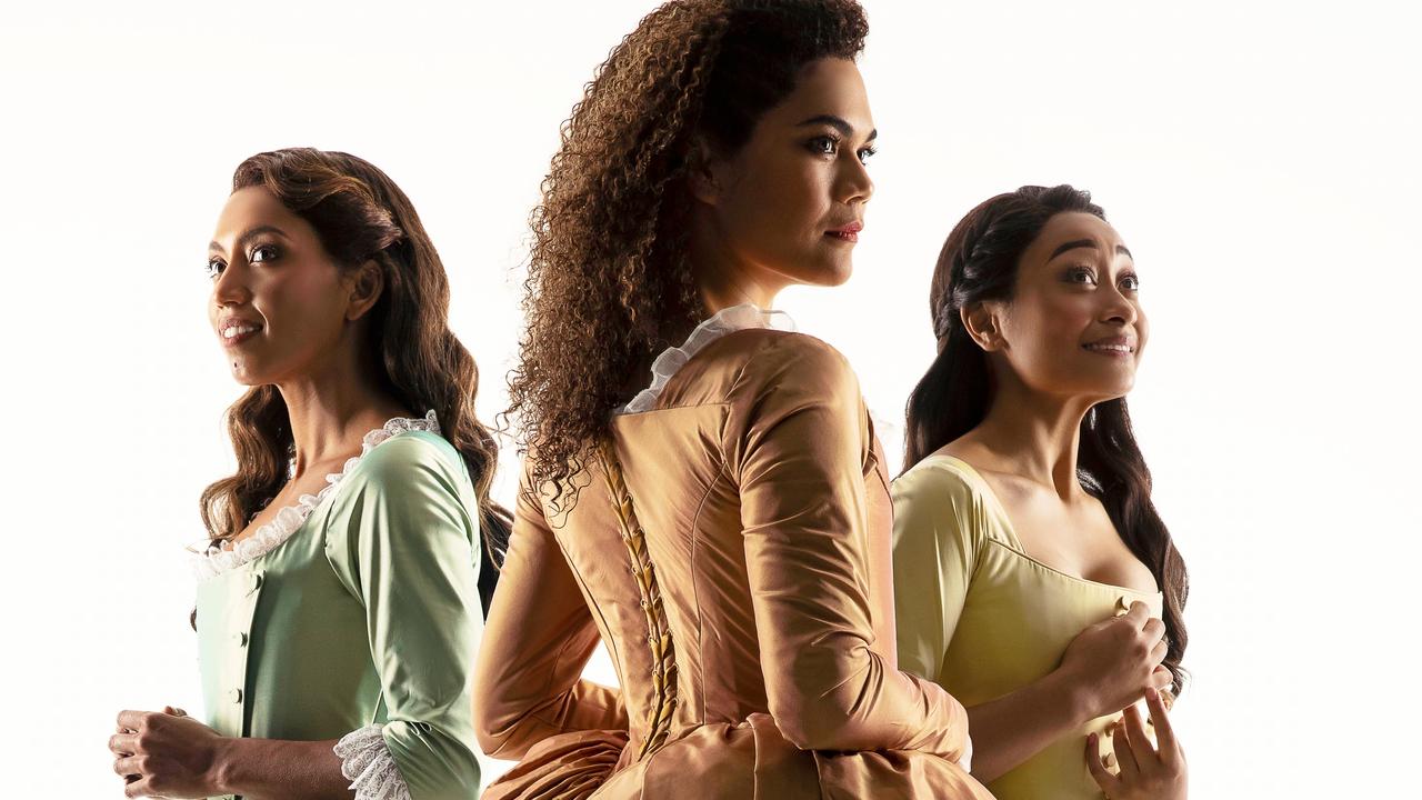 Chloe Zuel, Akina Edmonds and Elandrah Eramiha as the Schuyler sisters.