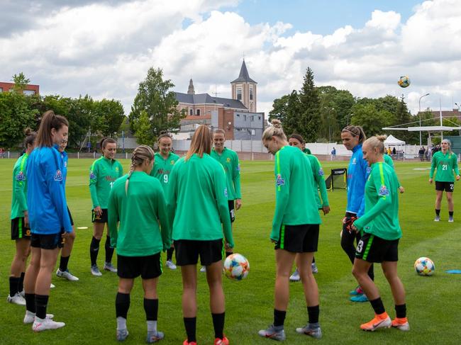 Matildas players at their first training session in France. Picture: Twitter