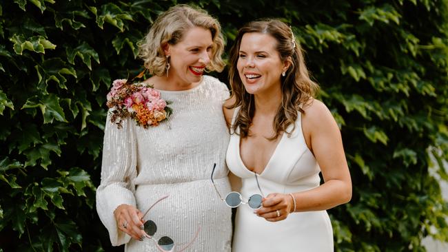 Stacey wore Kyha, a sleek timeless, stunning low V-neck dress and Natasha wore a cream sequin ankle length dress from UK brand Rixo. Picture: Emily Howlett