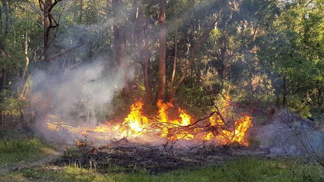 Photos of the fire allegedly lit by Balgownie man Jakeb Eaton. Picture: NSW SES Wollongong Unit