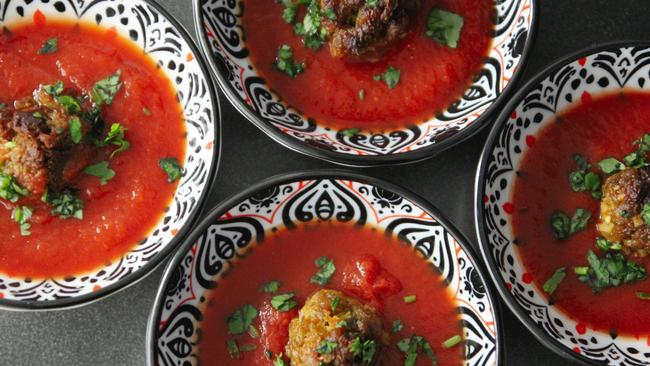 Laboratory-made lamb mince meatballs from Melbourne-based cultured meat producer Magic Valley. Picture: Magic Valley