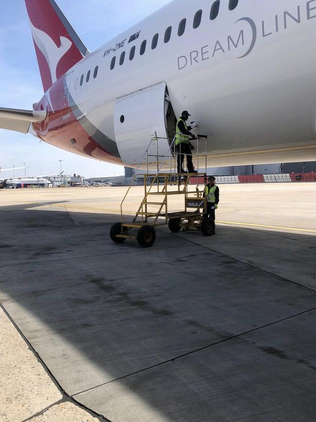 Equipment loaded onto the Qantas flight. Picture: Supplied