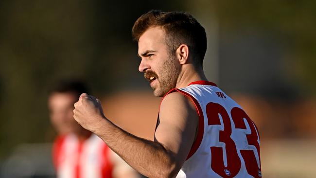 North Footscray’s James Waters celebrates a goal. Picture: Andy Brownbill