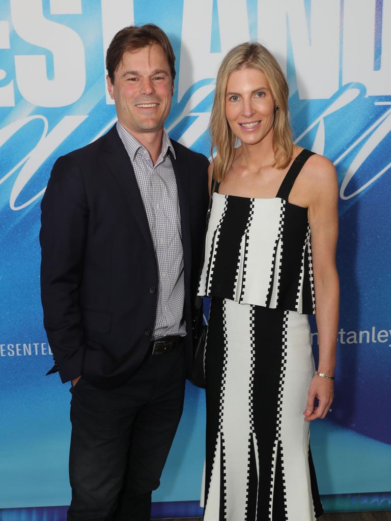 Geelong Cats’ AFLW best and fairest Blue Carpet arrivals at Kardinia Park — Geelong assistant football boss Brett Johnson and Hayley Johnson. Picture: Mark Wilson