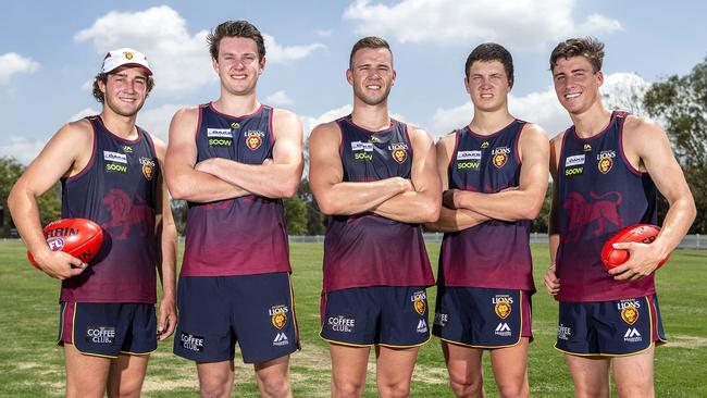 Noah Answerth (far right) is set to make his Lions debut. Pic. Getty Images