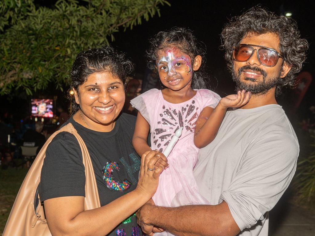 Harshanie Kaushalya, Gihan Madhusanka and Dhanudri Chenelle at Carols in the Gardens, Mackay Regional Botanic Gardens, Saturday 2 December 2023 Picture:Michaela Harlow