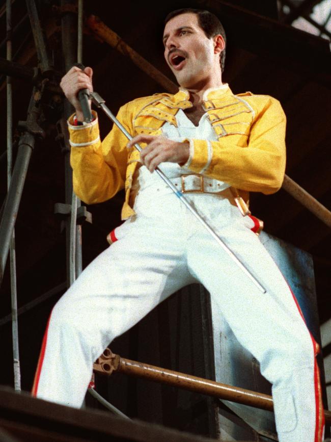 Freddie Mercury performing with Queen in Germany in 1986. Pic: AP Photo/Marco Arndt.