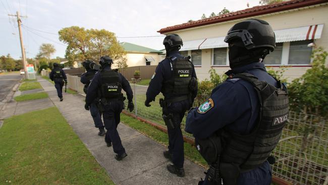 The Public Order Riot Squad was involved in a series of simultaneous raids following Hopkins’ arrest. Picture: NSW Police