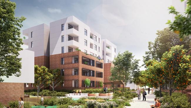 An artist render of the redeveloped Gronn Place in Brunswick West.