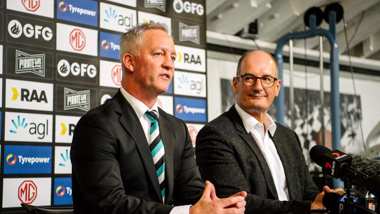 Port Adelaide CEO Matthew Richardson and Chairman David Koc. Picture: The Advertiser/ Morgan Sette