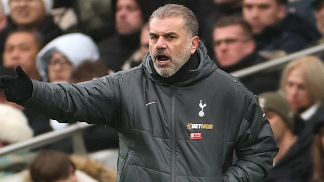 LONDON, ENGLAND - JANUARY 26: Ange Postecoglou, Manager of Tottenham Hotspur during the Premier League match between Tottenham Hotspur FC and Leicester City FC at Tottenham Hotspur Stadium on January 26, 2025 in London, England. (Photo by Alex Pantling/Getty Images)