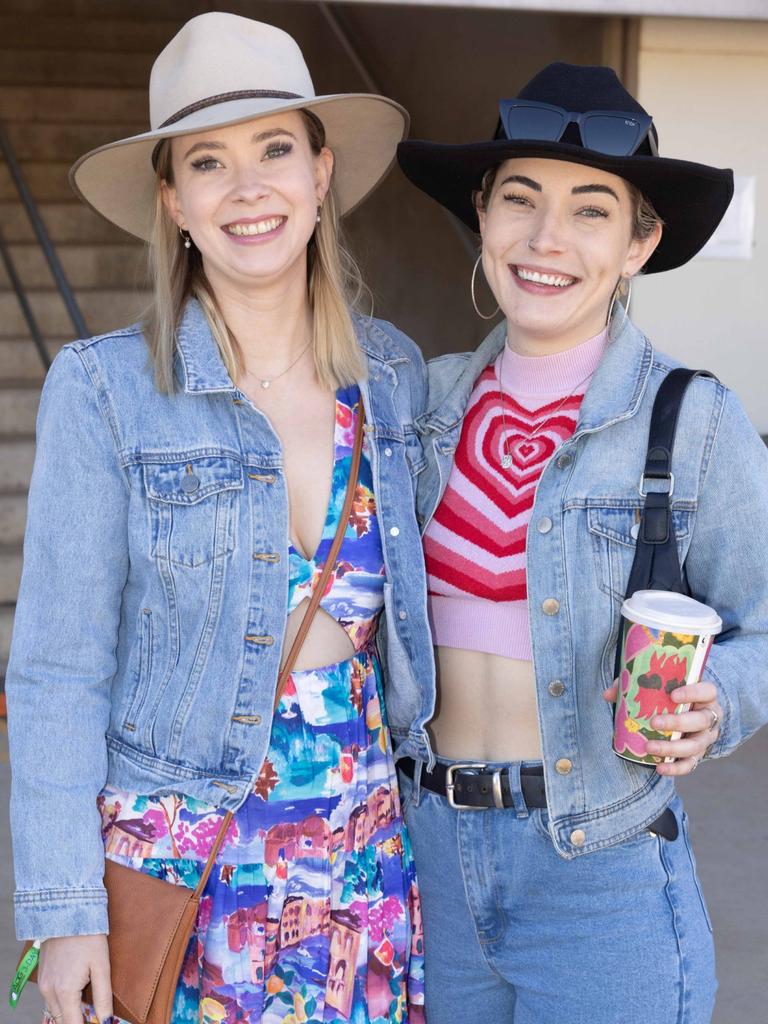 Cathryn Carlisle and Claire Dowdle at Mount Isa Mines Rodeo. Picture: Peter Wallis