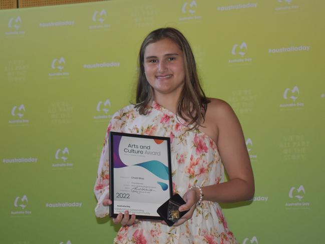 Art and Culture Award winner Charli Bliss at the Mackay Australia Day awards at the MECC on January 25, 2022. Picture: Lillian Watkins