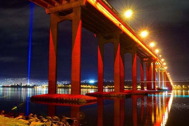 Under the Tasman Bridge. @tomsandy92 @hobartandbeyond #paintthetownred2015