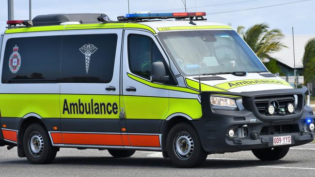 Queensland Ambulance Service confirmed that the biker was involved in the accident on the intersection of Stirling Drive and Arundal Court in Townsville at 1.36pm. Picture: Cameron Bates