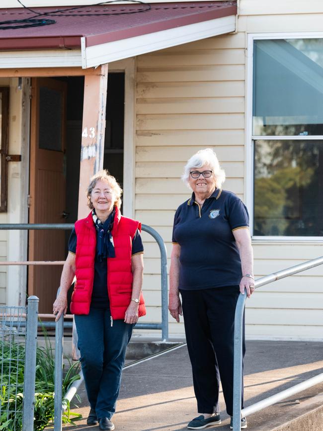 Frances and Margaret outside the Eugowra CWA rooms, which are now undergoing repair works.