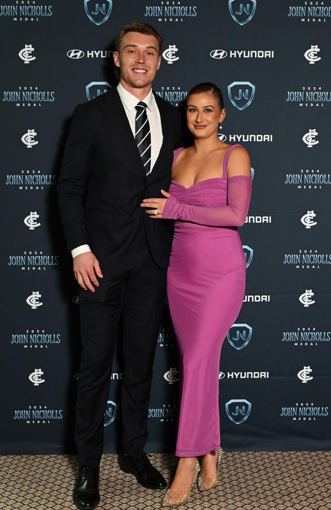 Patrick Cripps and wife Monique Cripps. Picture: Josie Hayden