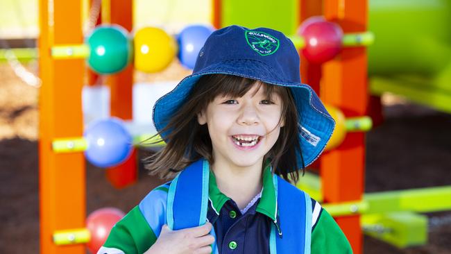 Tullawong Primary School prep students are back at school after COVID-19 restrictions are eased. Prep student Fleur is happy to be at school. June 17, 2020. Picture: Renae Droop