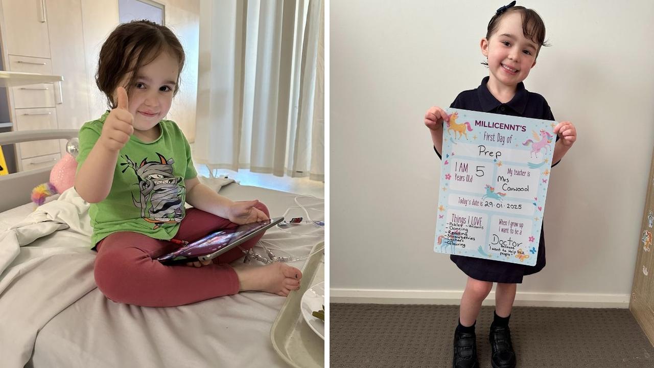 Millie Barrett has overcome two cancers at just five-years-old, starting her first day of Prep on January 28.