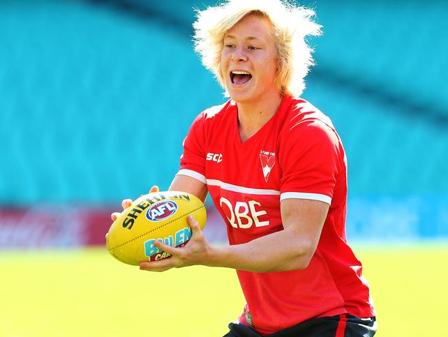 Isaac Heeney. Sydney Swans Football Club training session at the Sydney Cricket Ground (SCG). Moore Park.