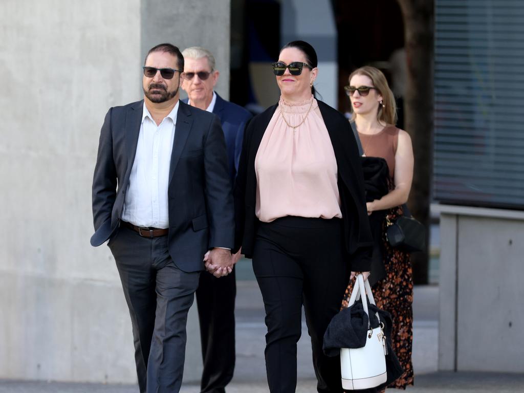 Balin Stewart’s parents Michael and Kerri-Lyn outside Brisbane’s Supreme Court. Photo Steve Pohlner