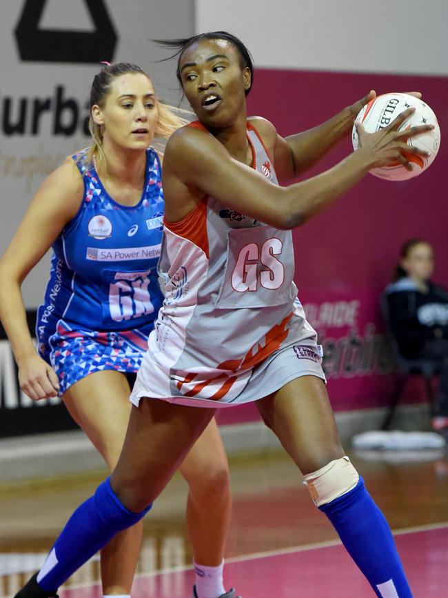 Former Thunderbirds goalie Carla Borrego won’t feature with Garville this Premier League netball season after deciding to retire. Picture: Naomi Jellicoe