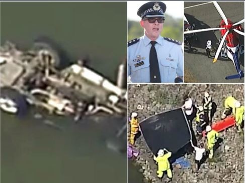 Two children have died in a horror crash south-west of Brisbane, when the car they were travelling in hit a guard rail and rolled in to a dam.