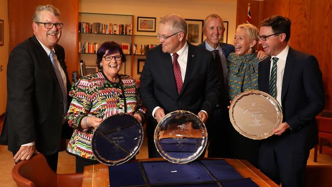 Winx’s owners caught up with Prime Minister Scott Morrison at Parliament House. Picture: Adam Taylor