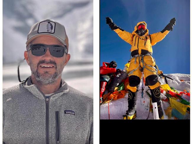 A composite image of Nathan Longman posted by his sister Gerladine Tassell on Facebook the day after he became the second Tasmanian to summit Mount Everest. Picture: Supplied/Facebook