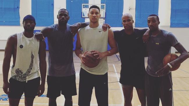 Simmons with Dwyane Wade, LeBron James and Richard Jefferson.