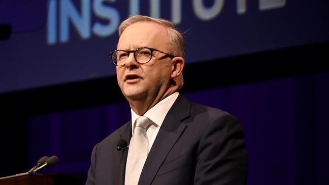 Anthony Albanese told the Lowy Institute on Tuesday night that upholding Australia’s security involved ‘managing urgent and competing pressures and engaging with complex and fast-moving situations’. Picture: NCA NewsWire / Jeremy Piper