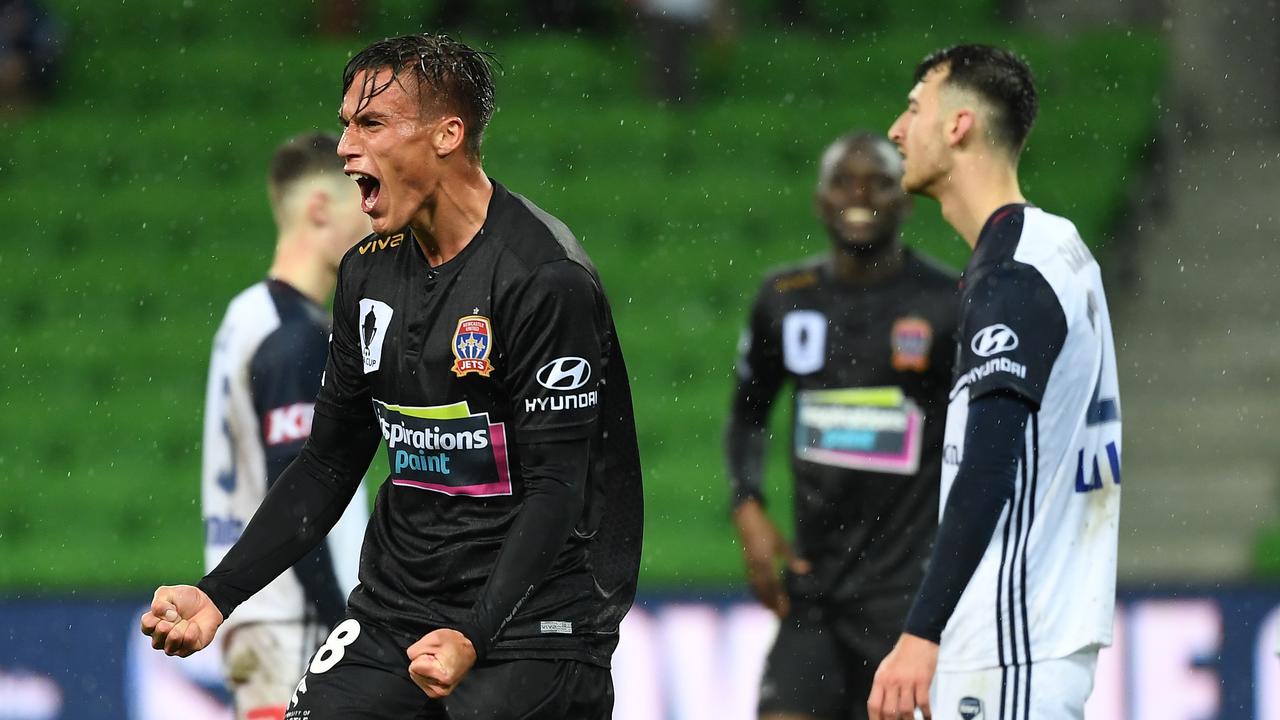Edgeworth face a tough FFA Cup test against the Newcastle Jets and their R32 goalscorer Patrick Langlois. (AAP Image/Julian Smith)