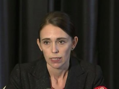 Ardern speaks to the media about the shooting. Picture: ABC